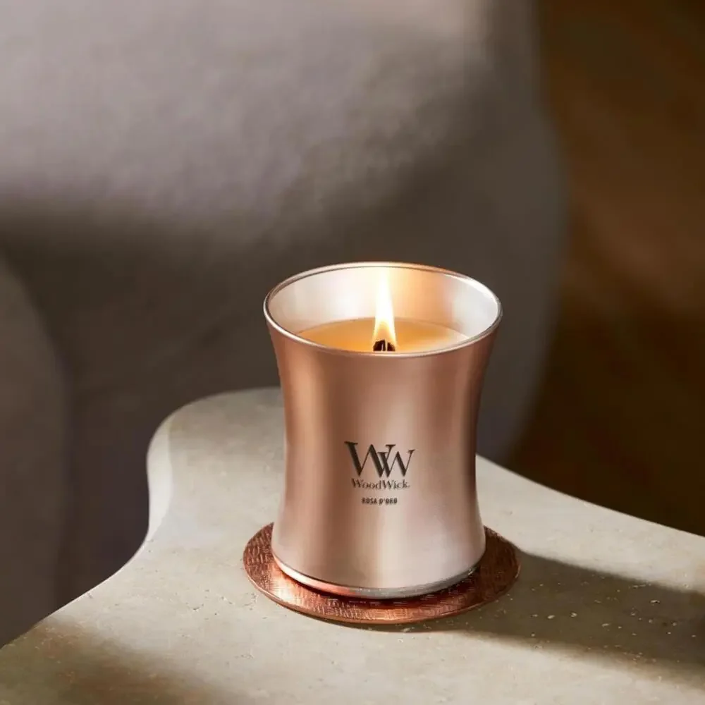 WoodWick Rosa D'Oro 9.7oz Candle Crackling Wick Precious Metals Collection‎